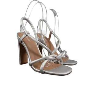 Abound Shoes Womens 5 Pump Sandals Slingback Silver Tube Straps Slip On Fashion